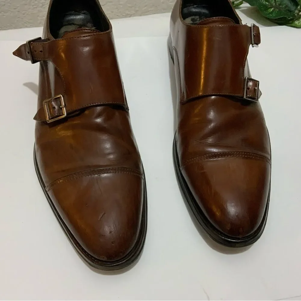 To Boot New York Men’s 8 brown leather double monk strap cap-toe dress shoes